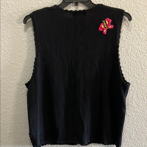 Colorful Embroidered Black Vest vintage size XL - Picture 5 of 6